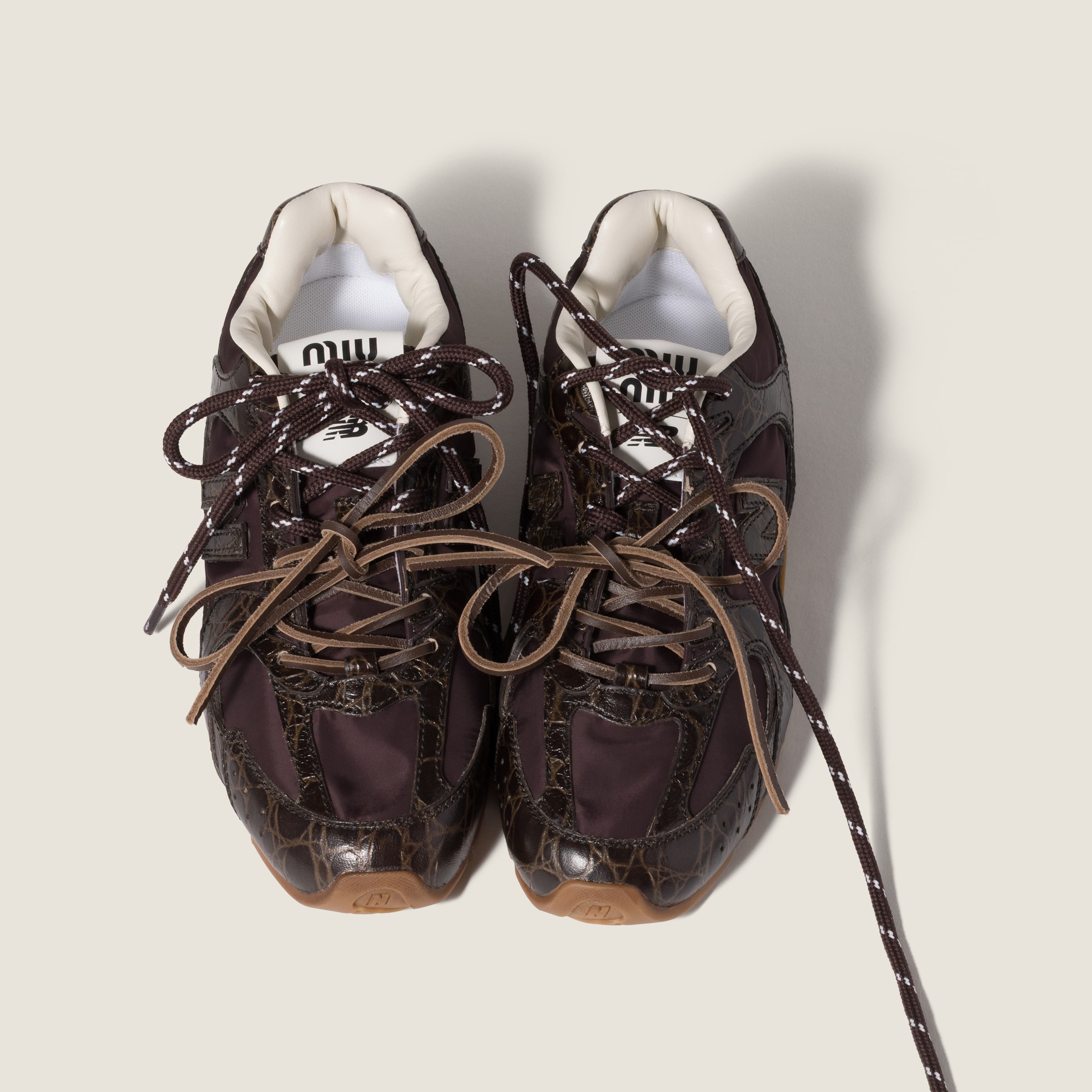 Dark Brown New Balance X Miu Miu 530 Sl Crocodile Embossed