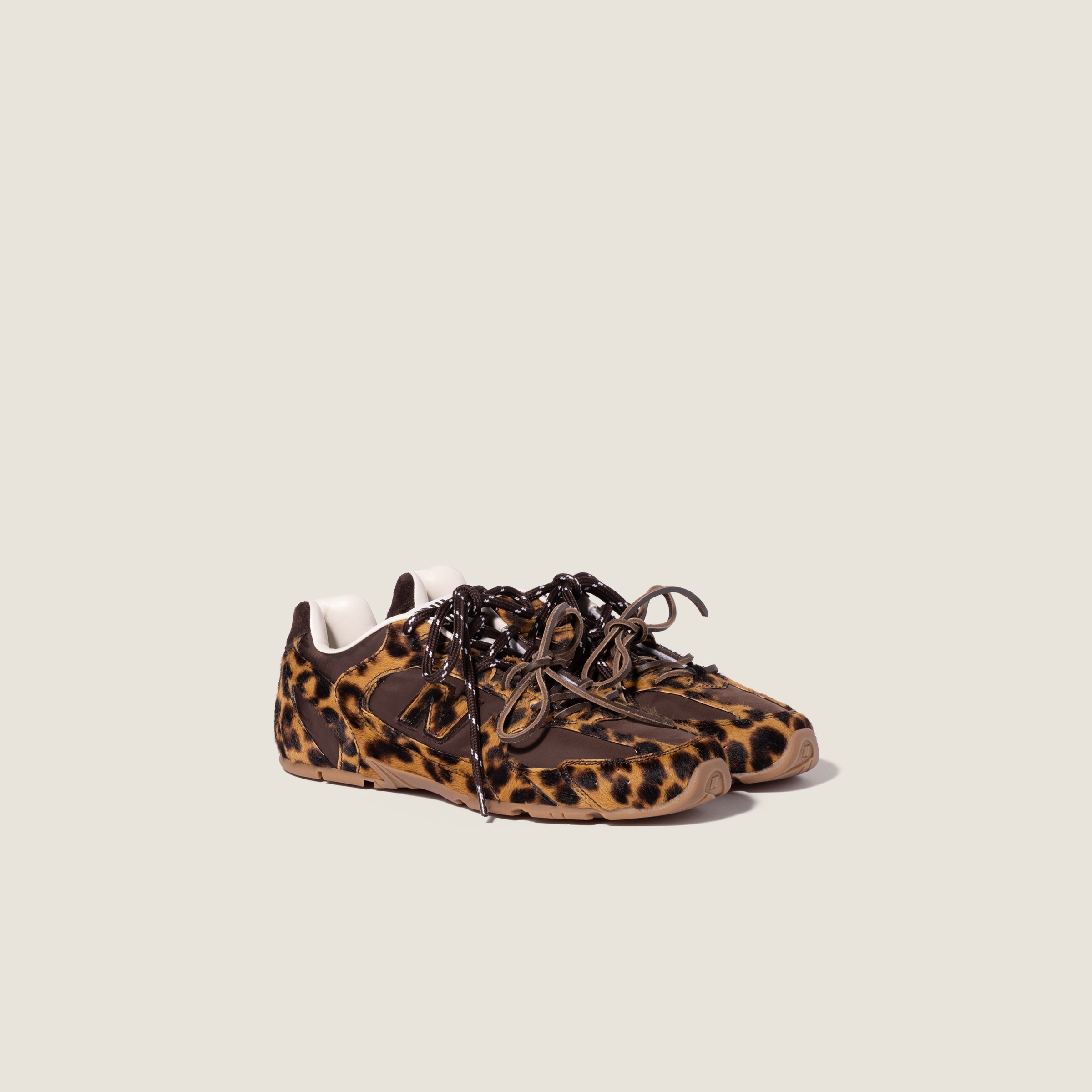 Honey/brown New Balance X Miu Miu 530 Sl Sneakers In Printed Leather And Technical Fabric