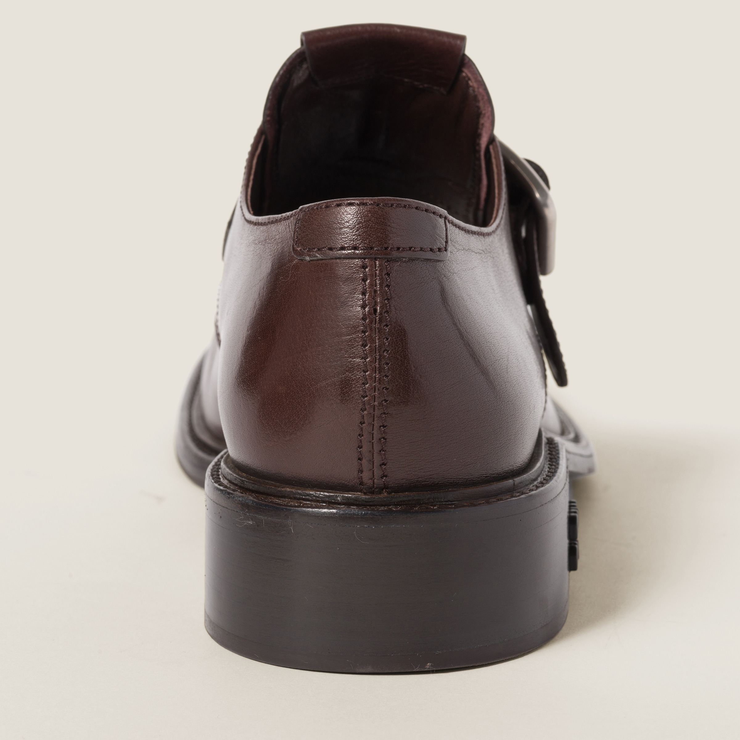 Miu Miu Leather Brogue Shoes In Dark Brown