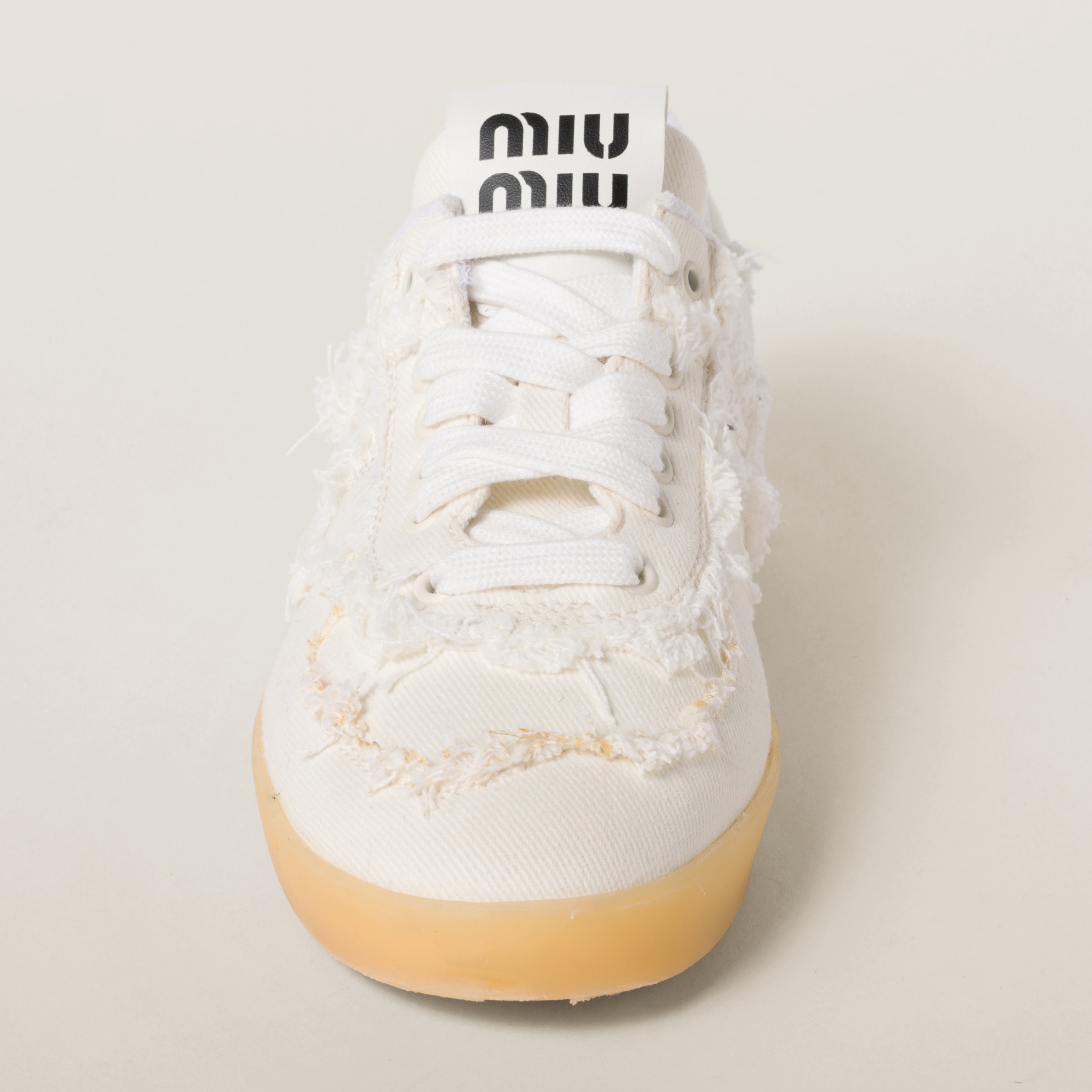 Ivory Denim Sneakers Miu Miu