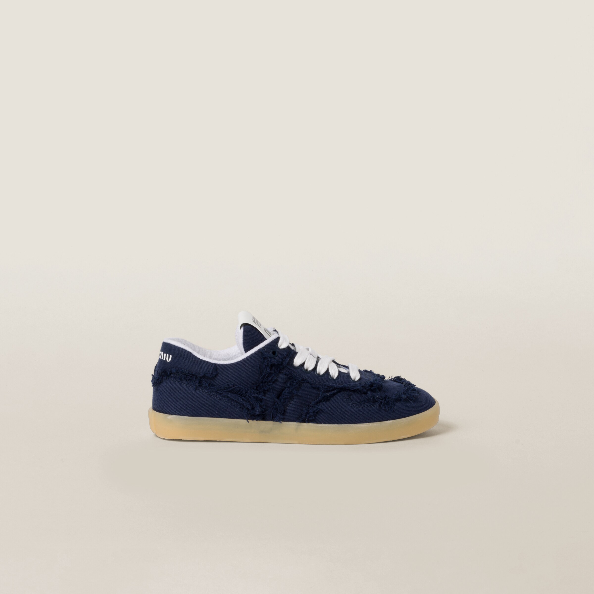 MIUMIU 26S GYMNASIUM SNEAKER IN COGNAC BROWN CALFSKIN WITH GOLD BUCKLED STRAP