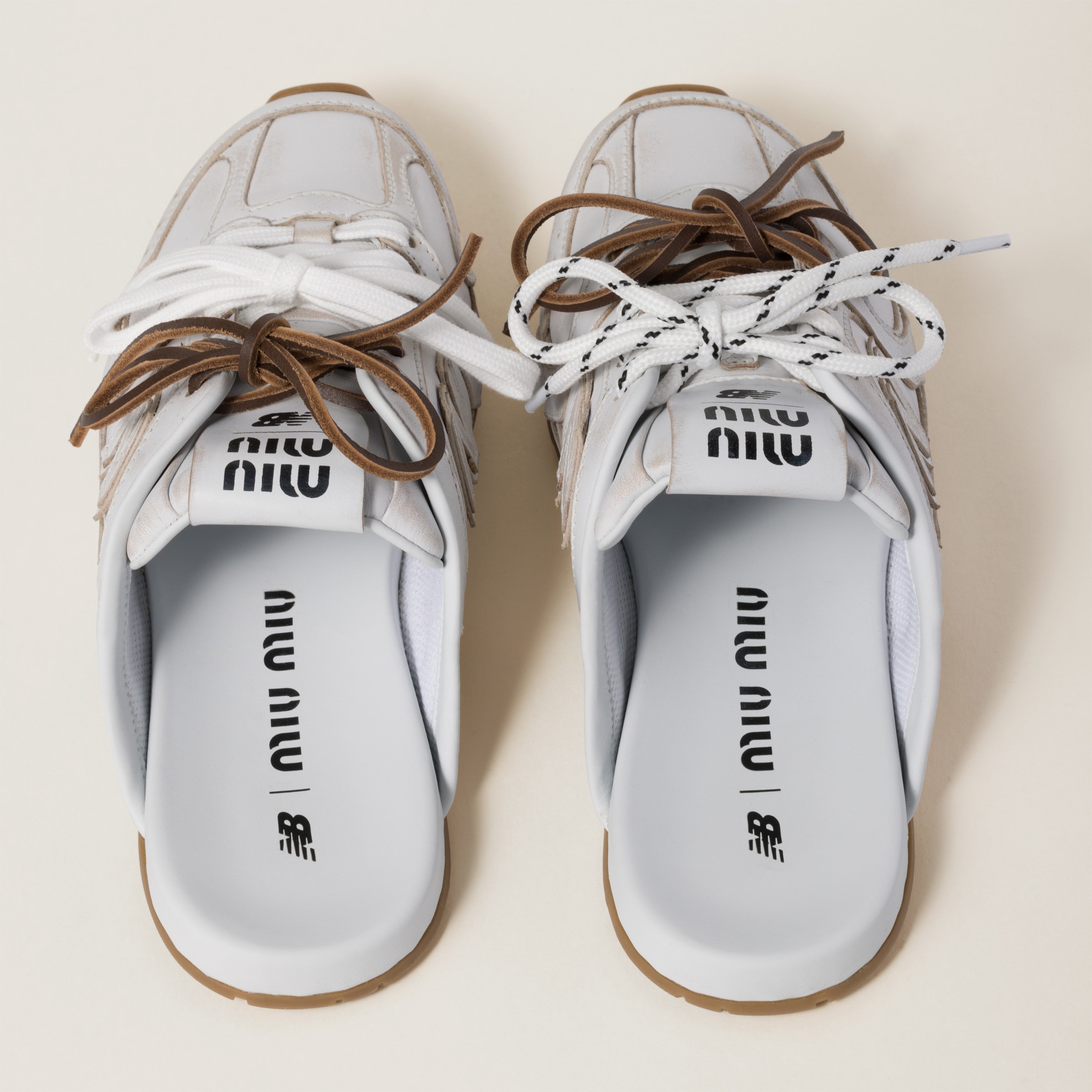 White New Balance X Miu Miu Bleached Leather Mules | Miu Miu