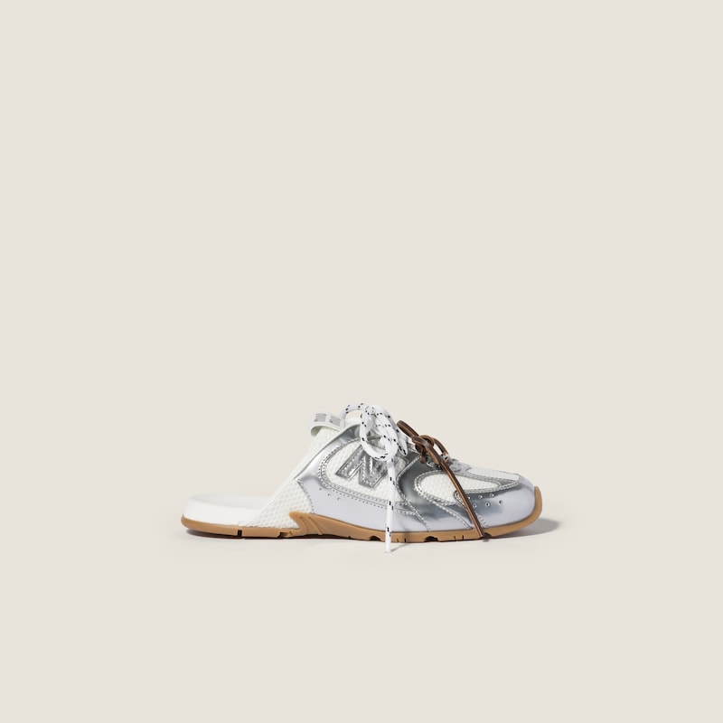 New Balance X Miu Miu 530 SL metallic leather and mesh mules