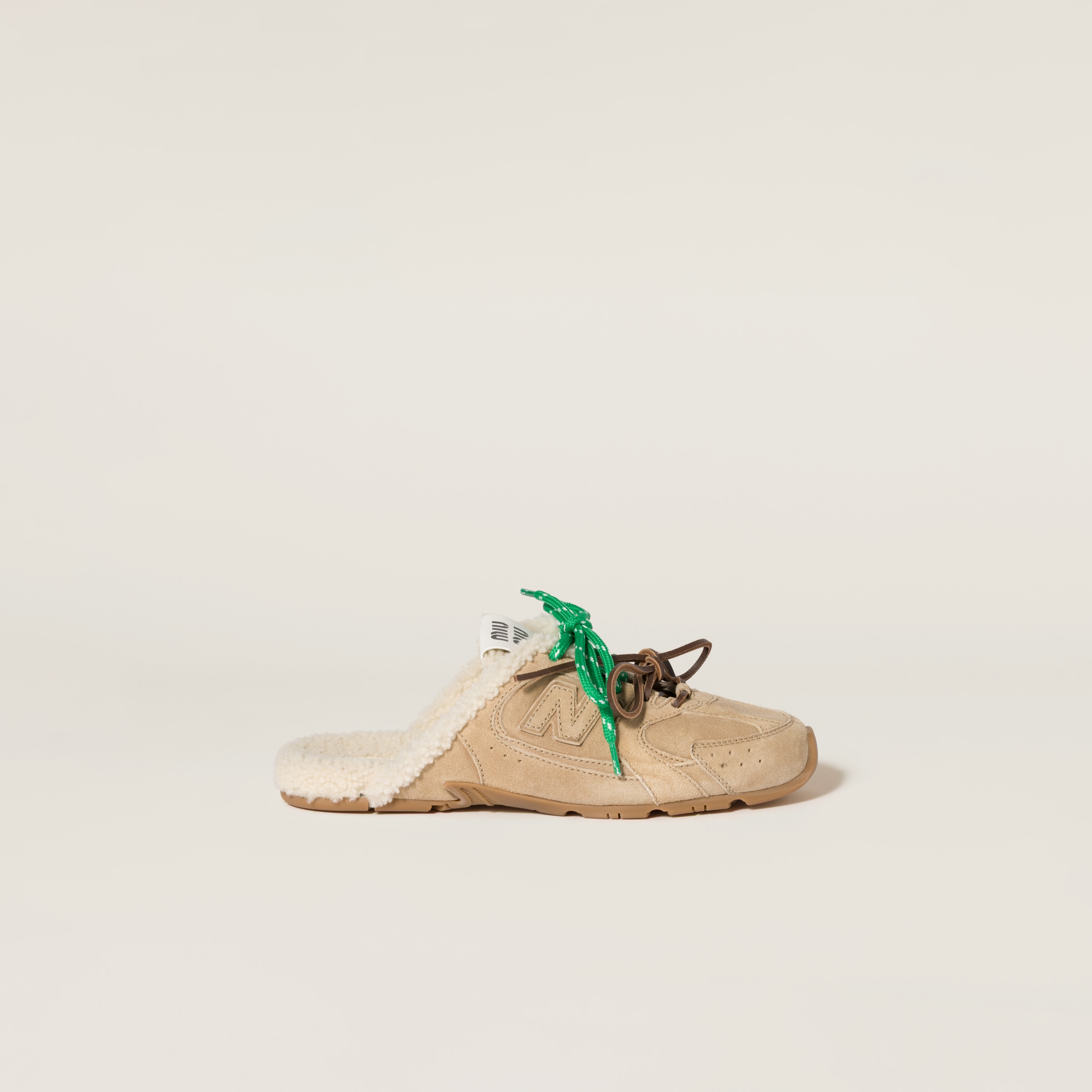MIUMIU New balance 530SL Suede, shearling, bleached leather Lace up sneakers shoes beige 38