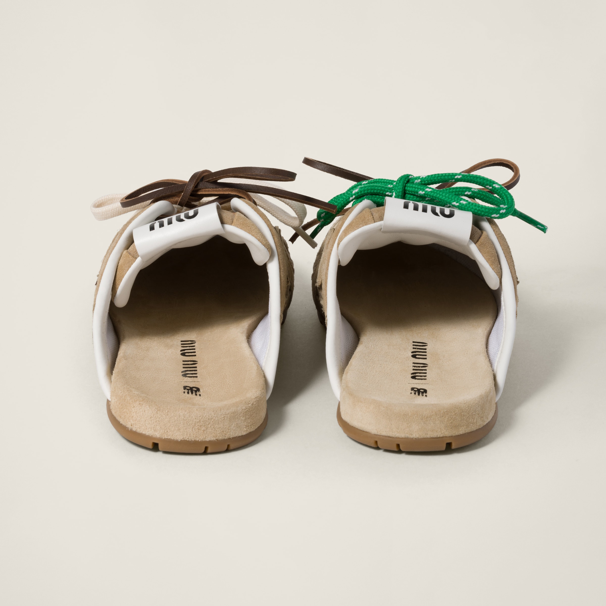MIUxNEW 530 MULES SNEAKER IN BROWN ECRU SUEDE