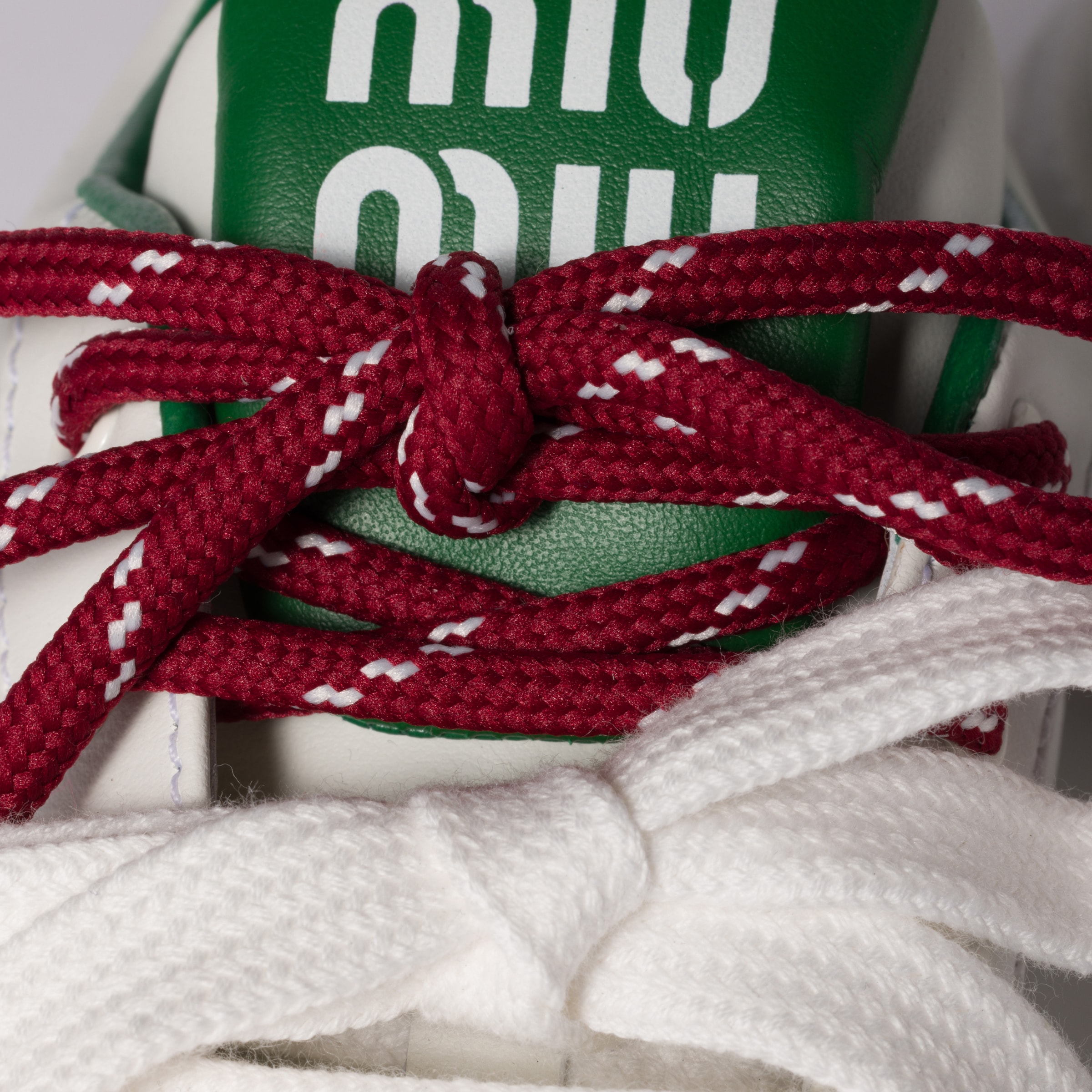 White/green Leather Sneakers | Miu Miu