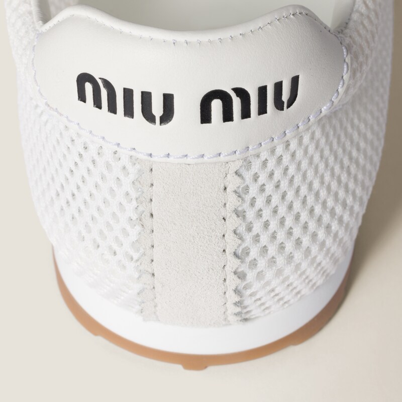 Plume mesh and suede sneakers