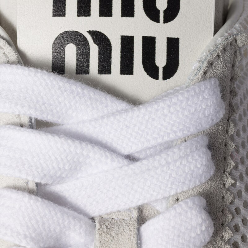 Plume mesh and suede sneakers