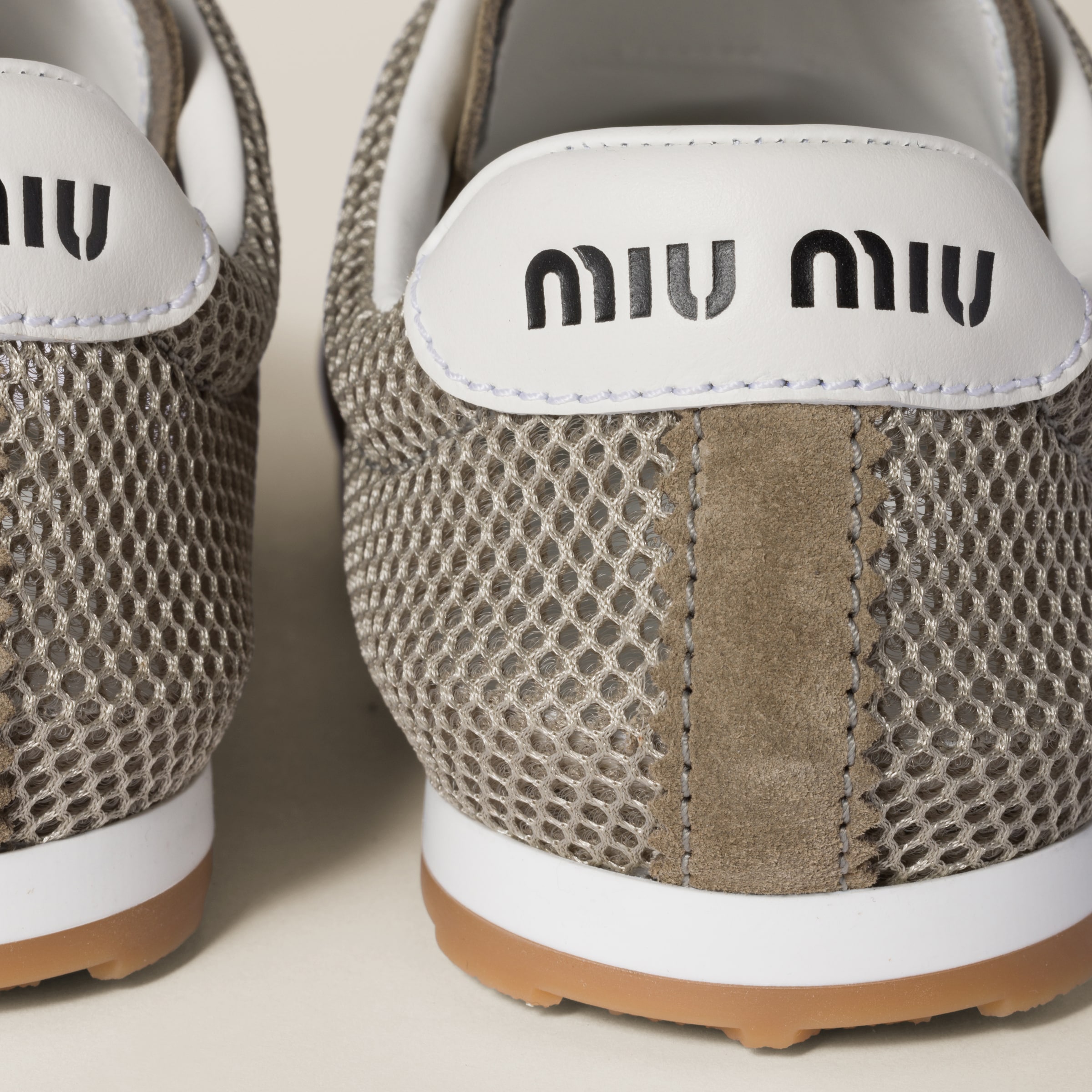 Miu Miu Plume Mesh And Suede Sneakers