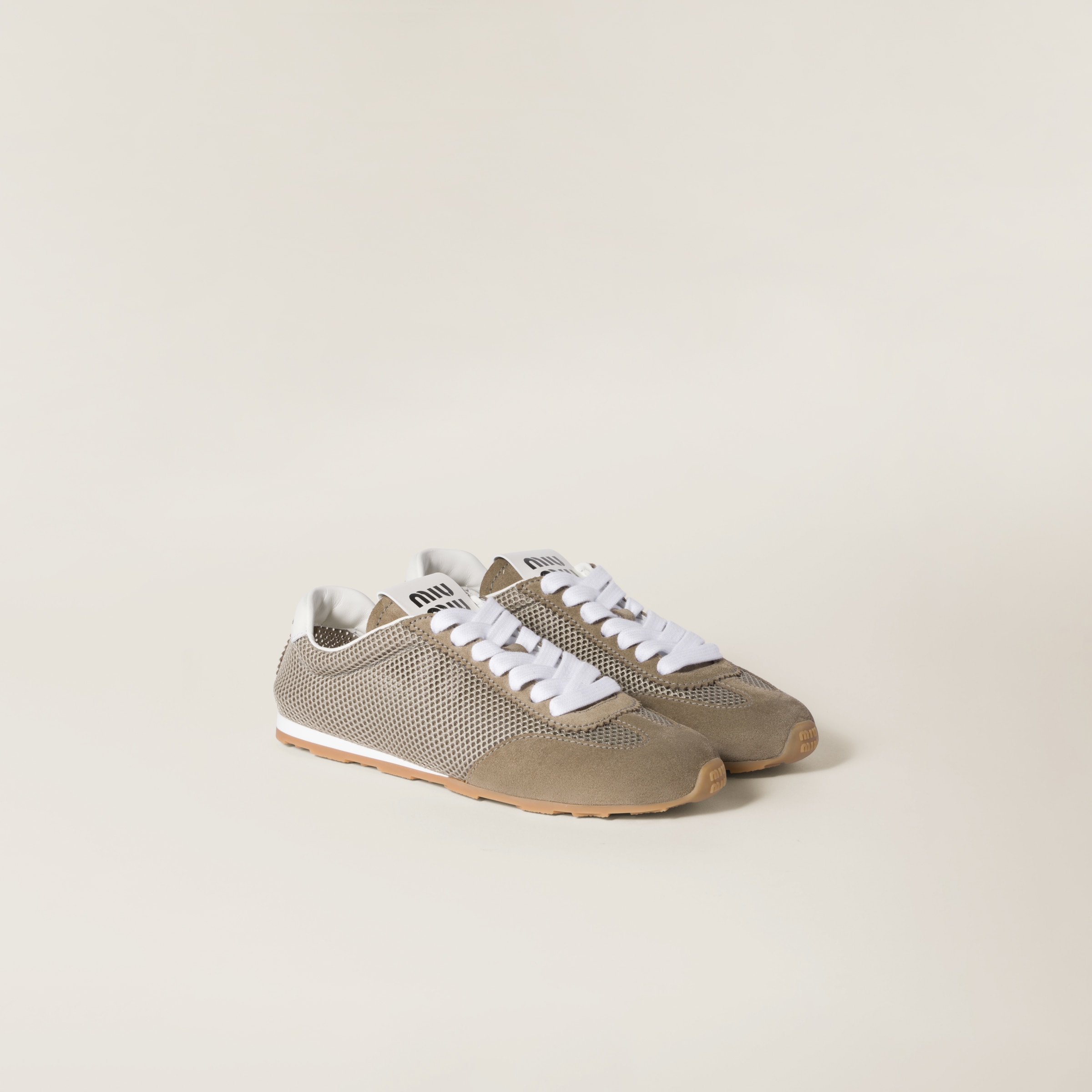 Miu Miu Plume Mesh And Suede Sneakers