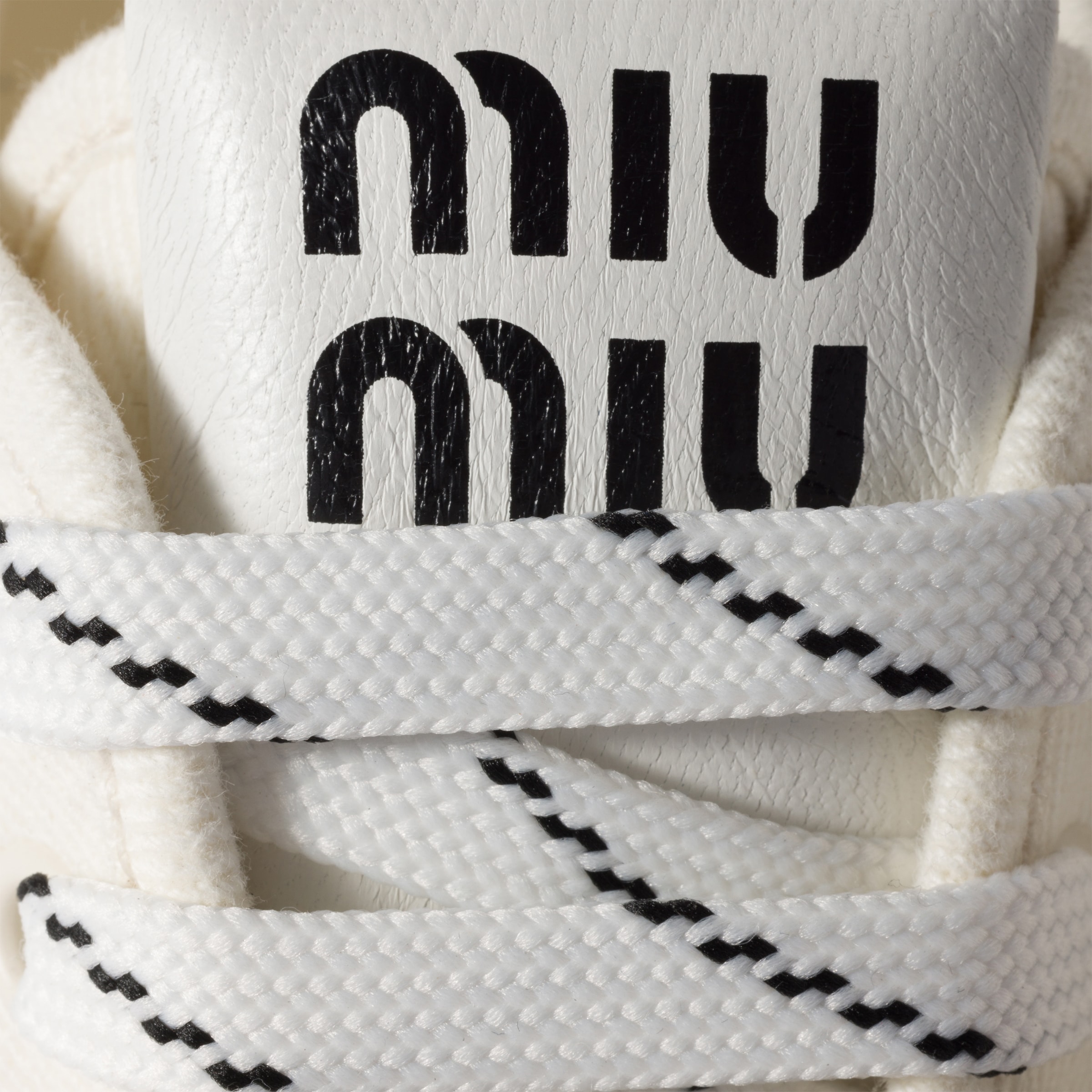 Ivory Denim Sneakers With Logo | Miu Miu