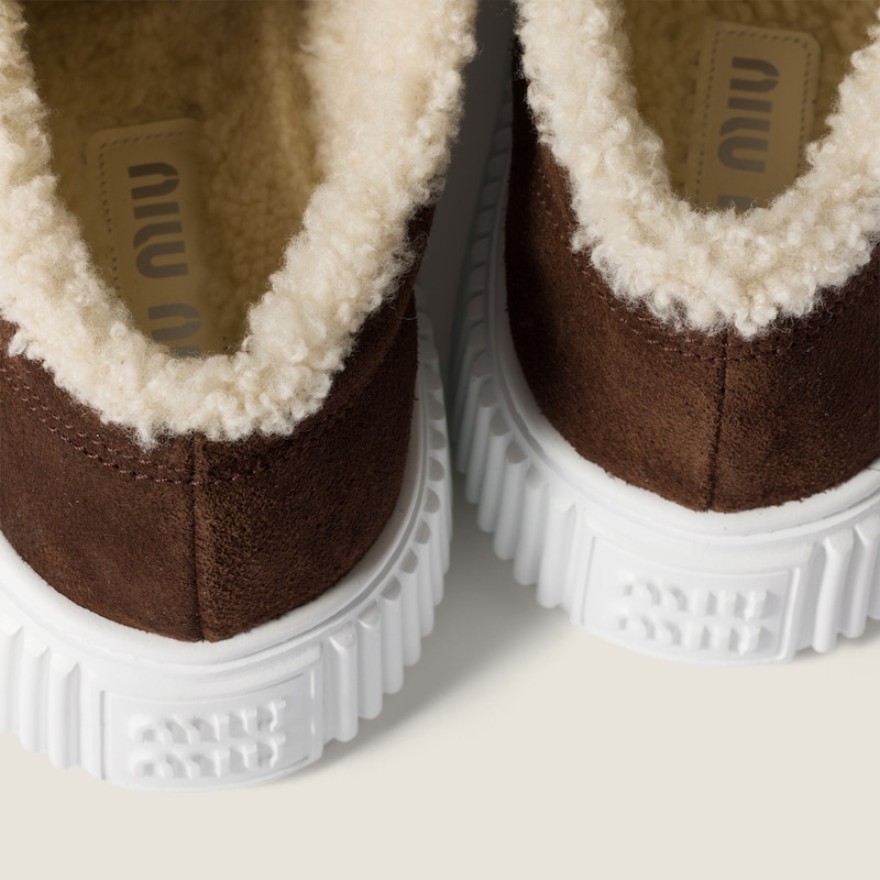 Suede and shearling sneakers