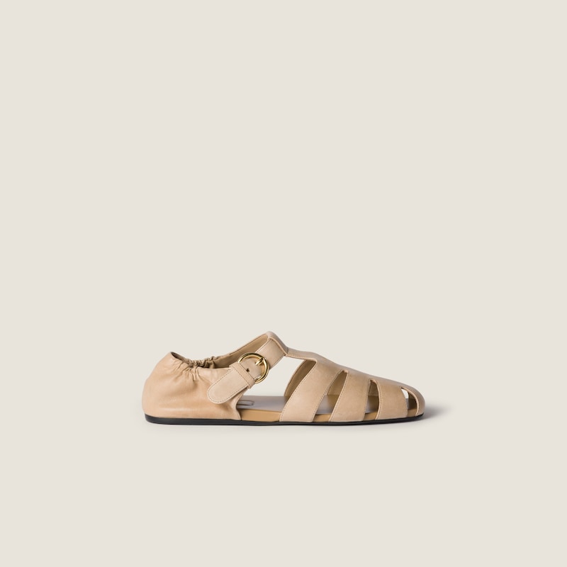 褶饰Nappa皮革渔夫凉鞋