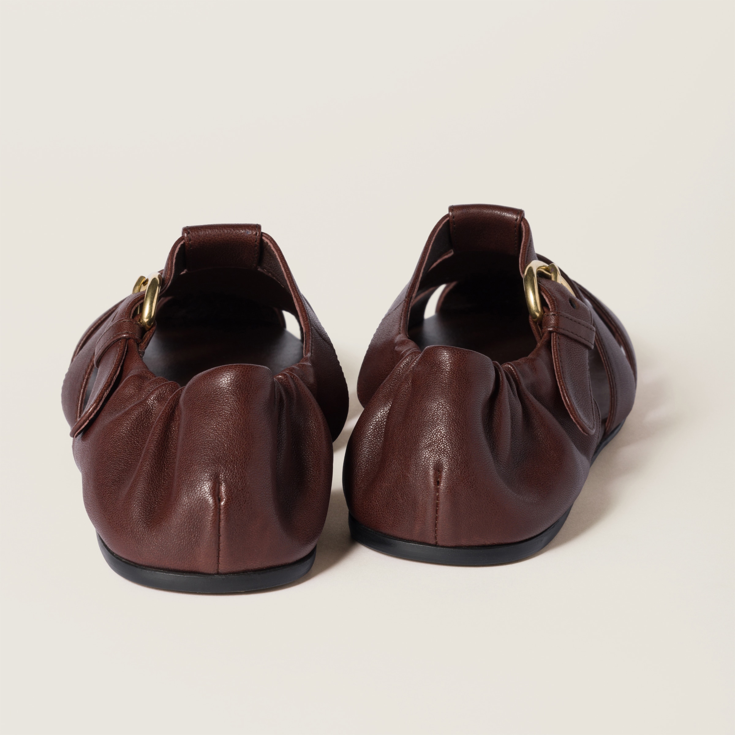 Briarwood Ruches Nappa Leather Fisherman Sandals | Miu Miu