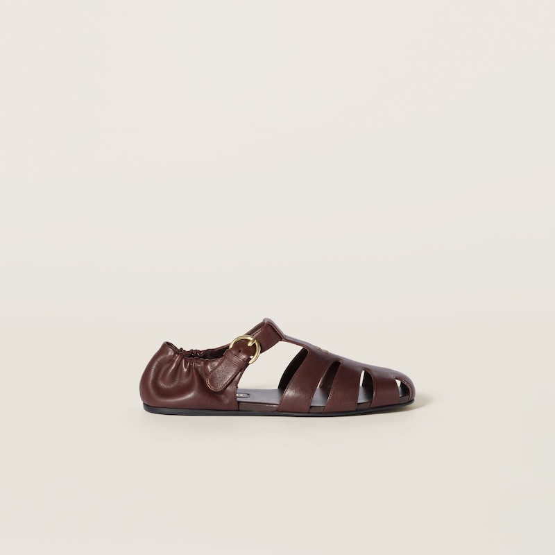 Ruches nappa leather fisherman sandals