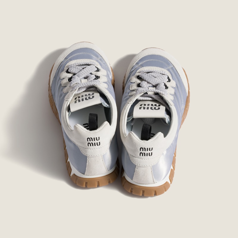 Tyre technical fabric and suede sneakers