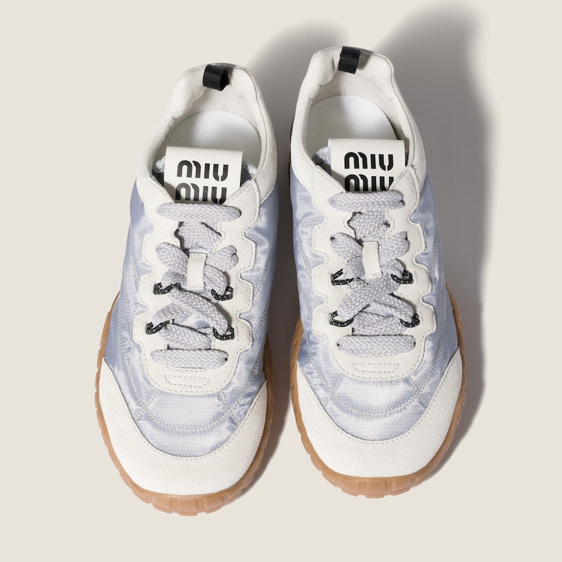 Tyre technical fabric and suede sneakers