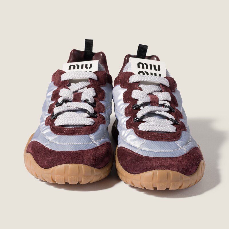 Tyre technical fabric and suede sneakers