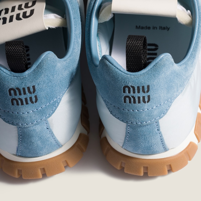 Tyre technical fabric and suede sneakers