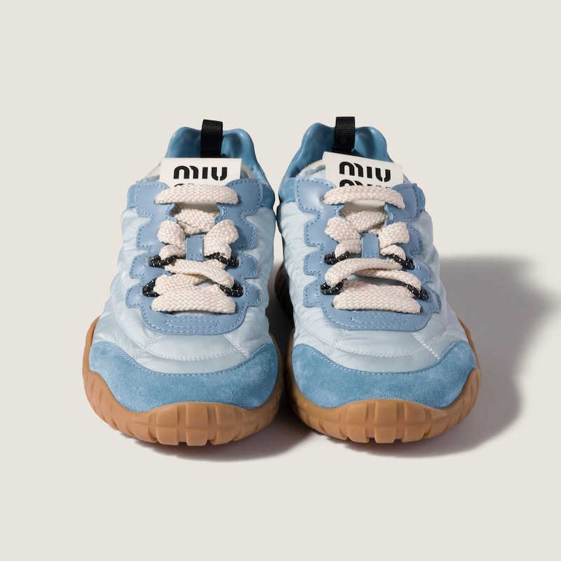 Tyre technical fabric and suede sneakers