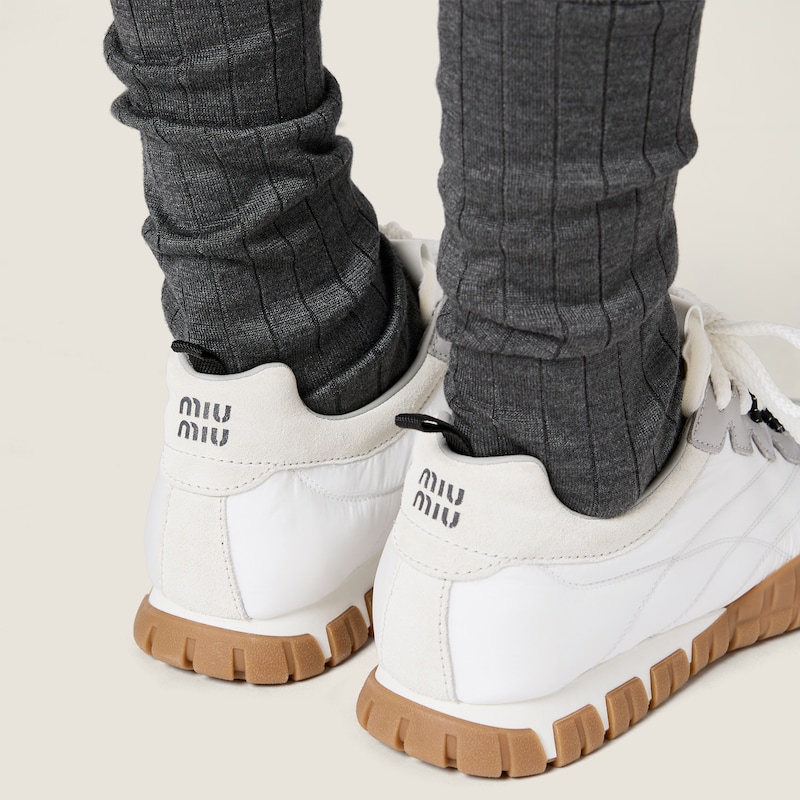 Tyre technical fabric and suede sneakers