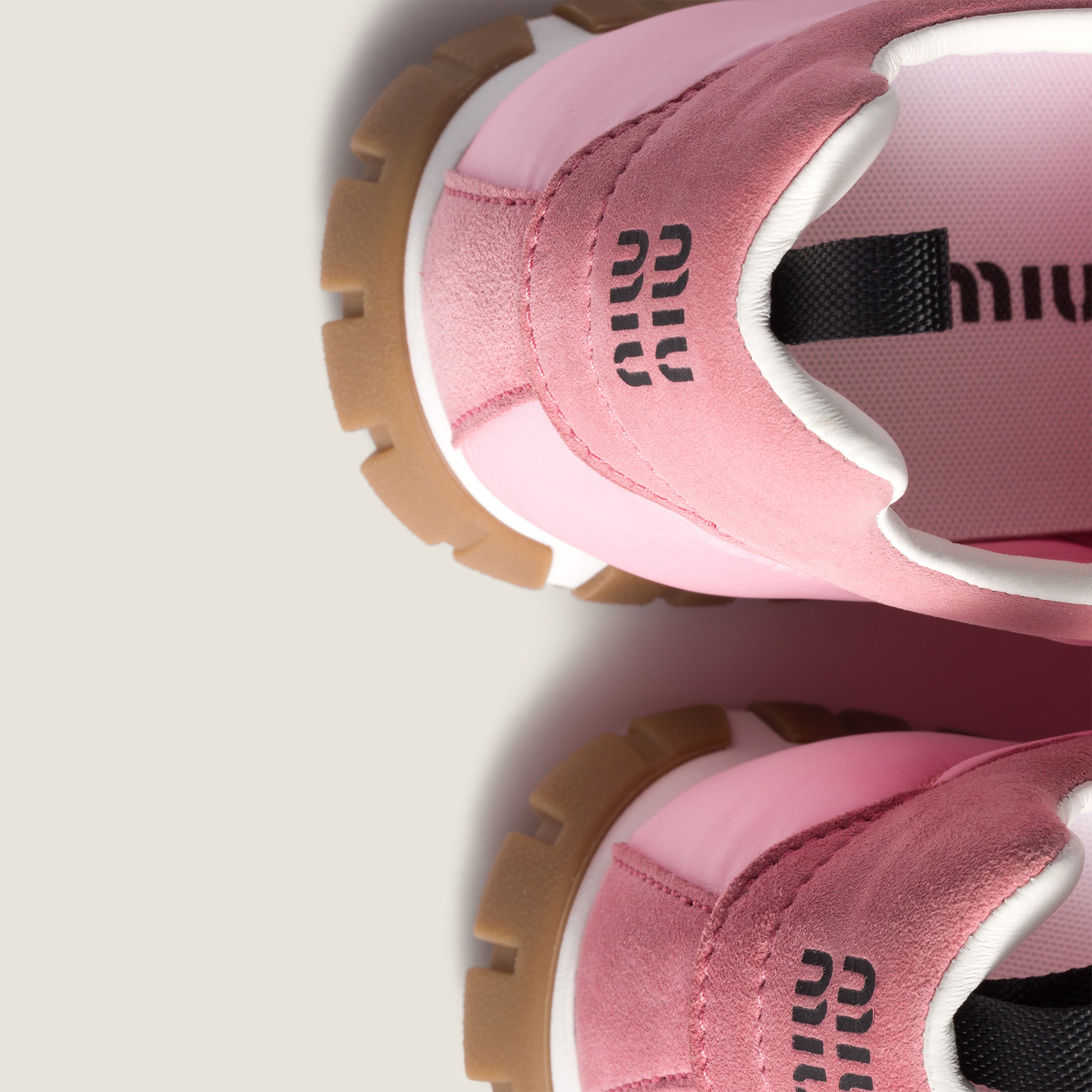 Miu Miu Tyre Technical Fabric And Suede Sneakers In Pink