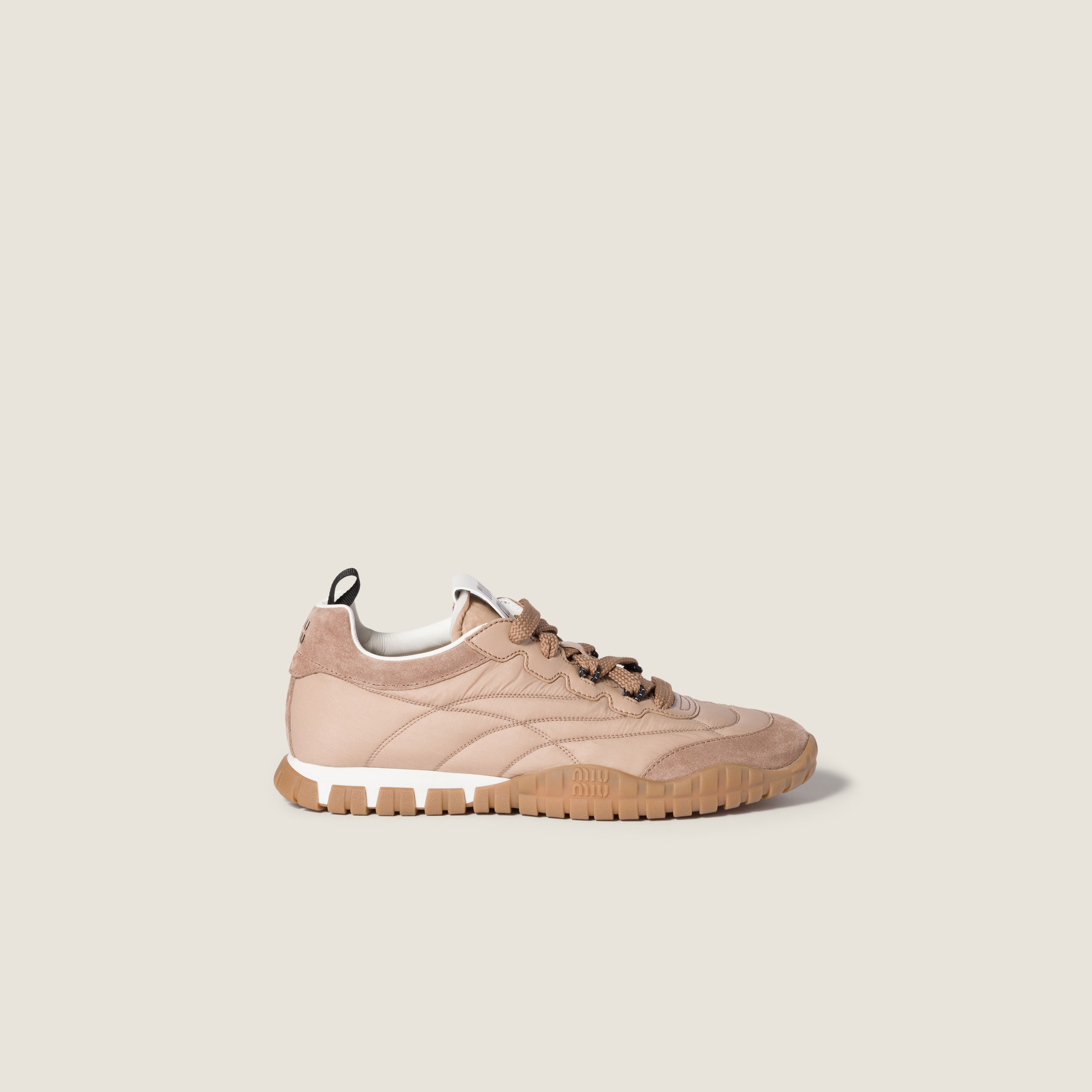 Miu Miu Tyre Technical Fabric And Suede Sneakers In Pink