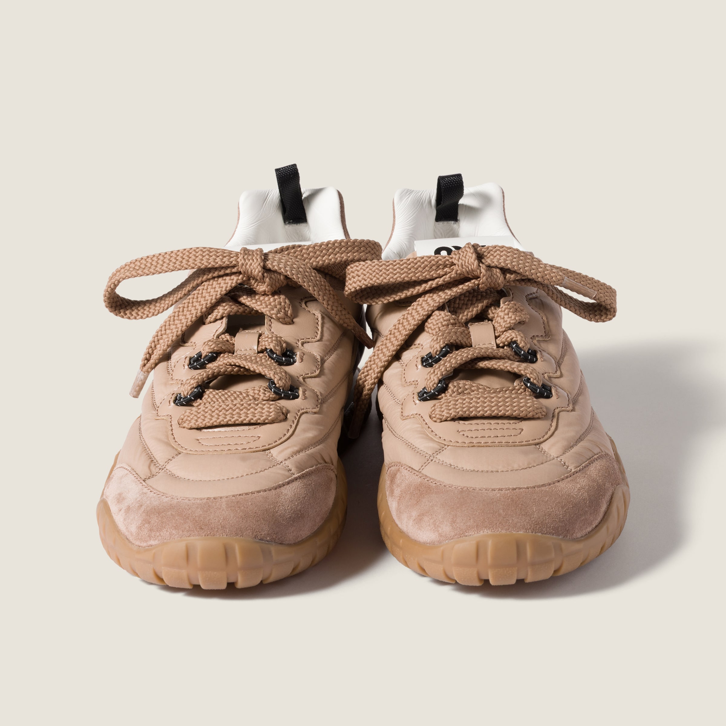 Miu Miu Tyre Technical Fabric And Suede Sneakers In Pink