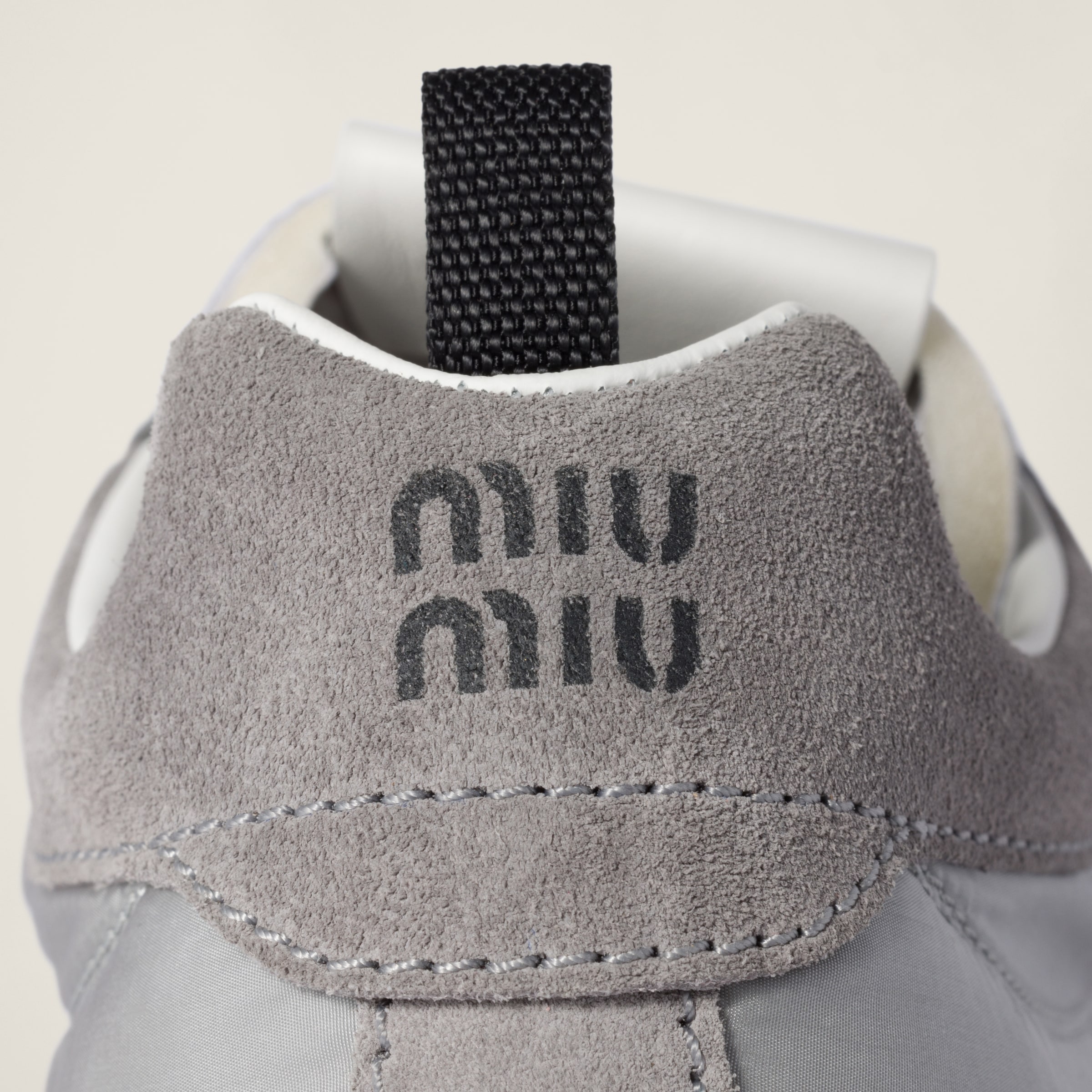 Miu Miu Tyre Technical Fabric And Suede Sneakers In Cloudy Gray