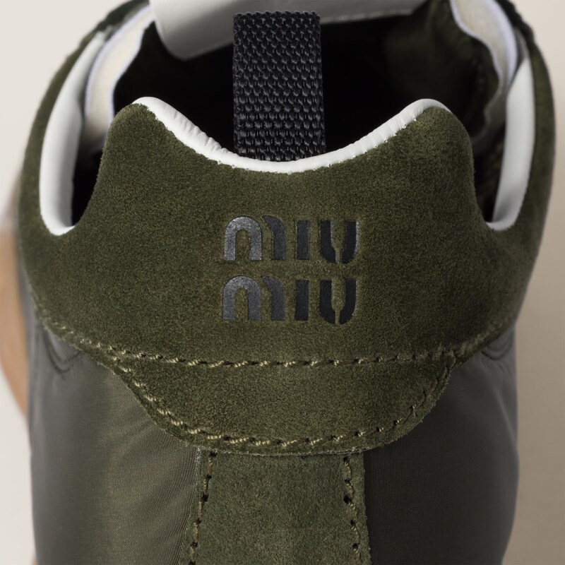 Tyre technical fabric and suede sneakers