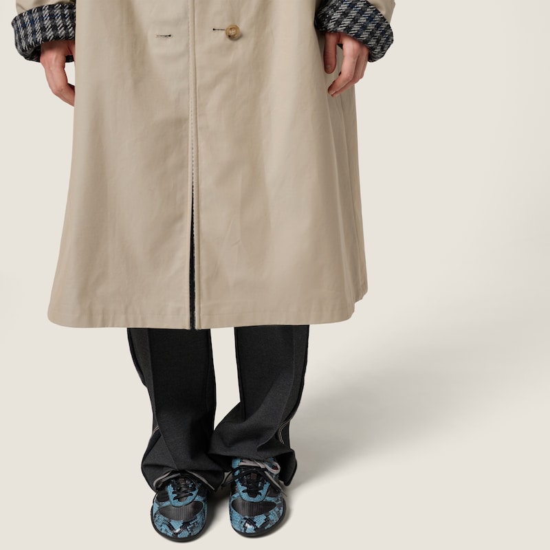 Gymnasium technical fabric and python-print Ayers leather sneakers