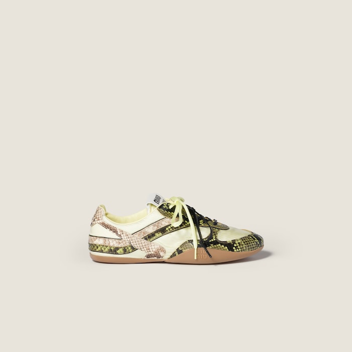 値下げ　miu miu レザースニーカー ベージュ 35 装飾付き レディース】デザイナーズスニーカーコレクション｜MIU MIU公式