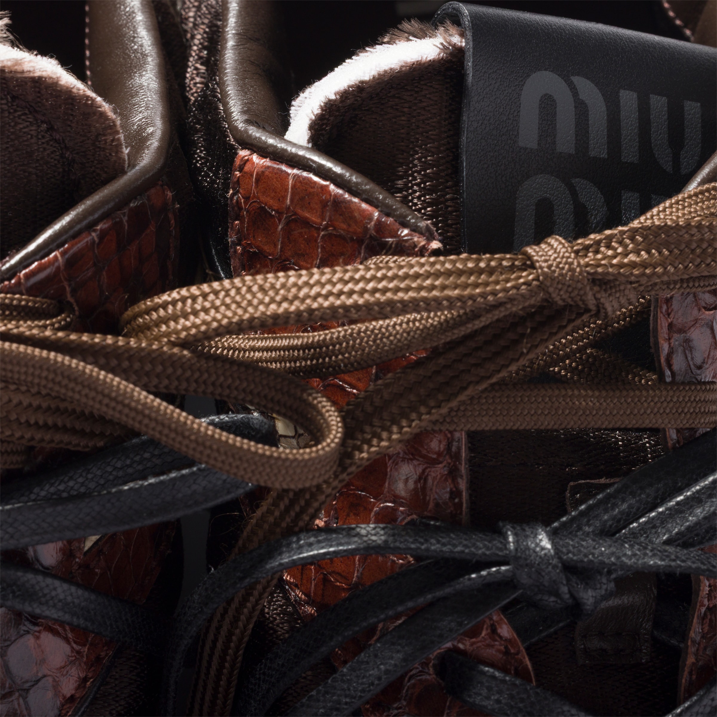 Miu Miu Gymnasium Technical Fabric And Python-print Ayers Leather Sneakers In Animal Print