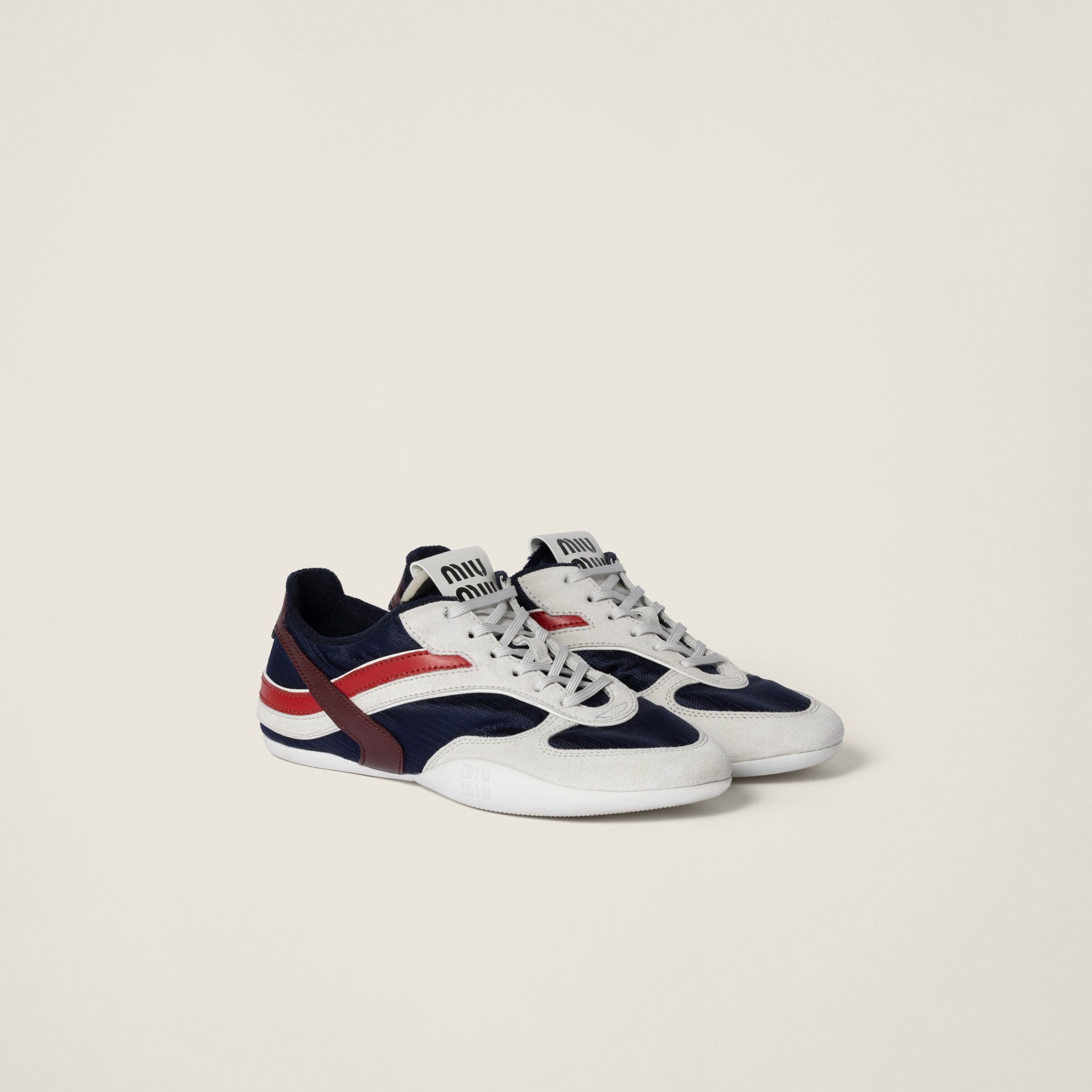 Miu Miu Technical Fabric And Suede Sneakers In Baltic Blue/amaranth