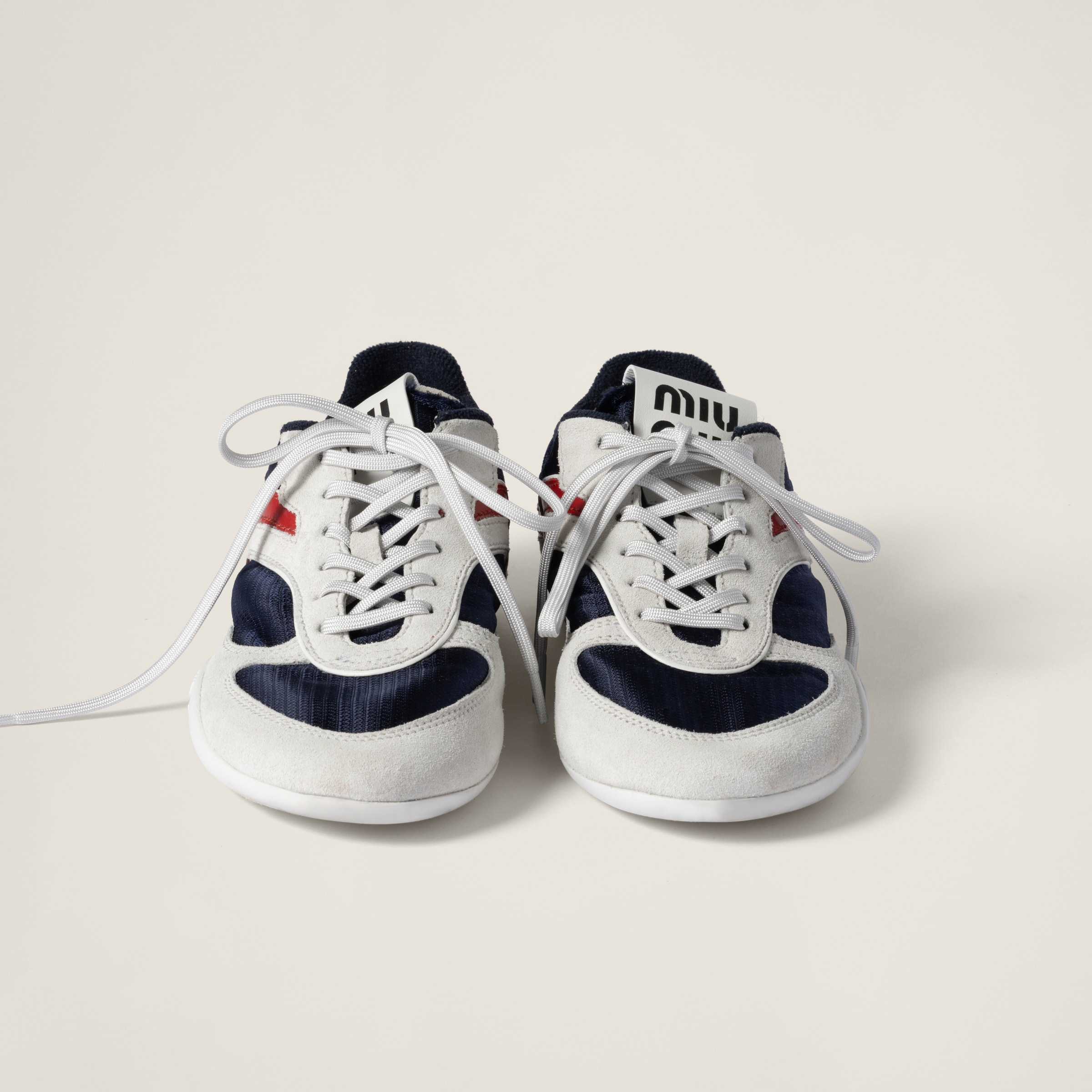 Miu Miu Technical Fabric And Suede Sneakers In Baltic Blue/amaranth