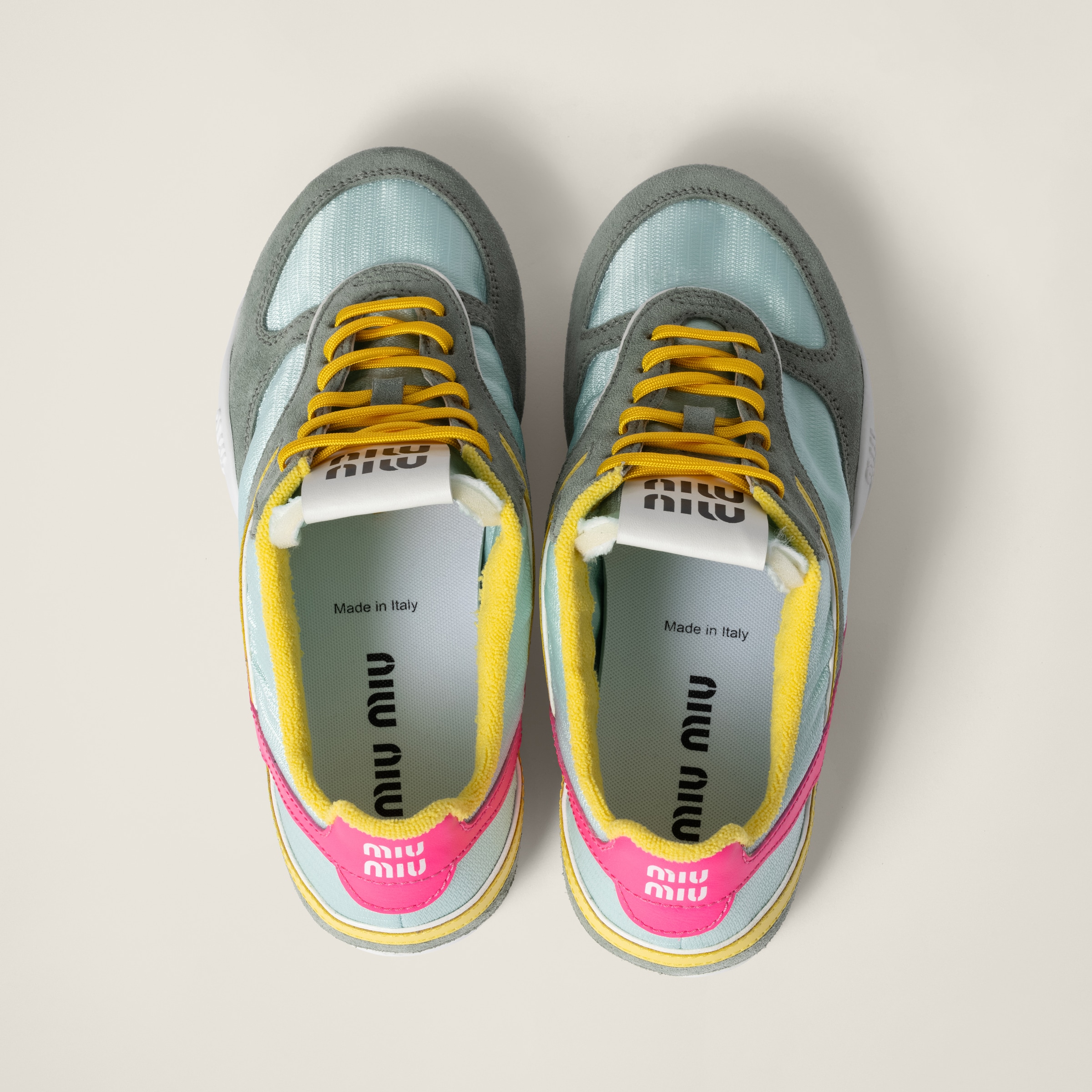 Anise/fuchsia Gymnasium Technical Fabric And Suede Sneakers
