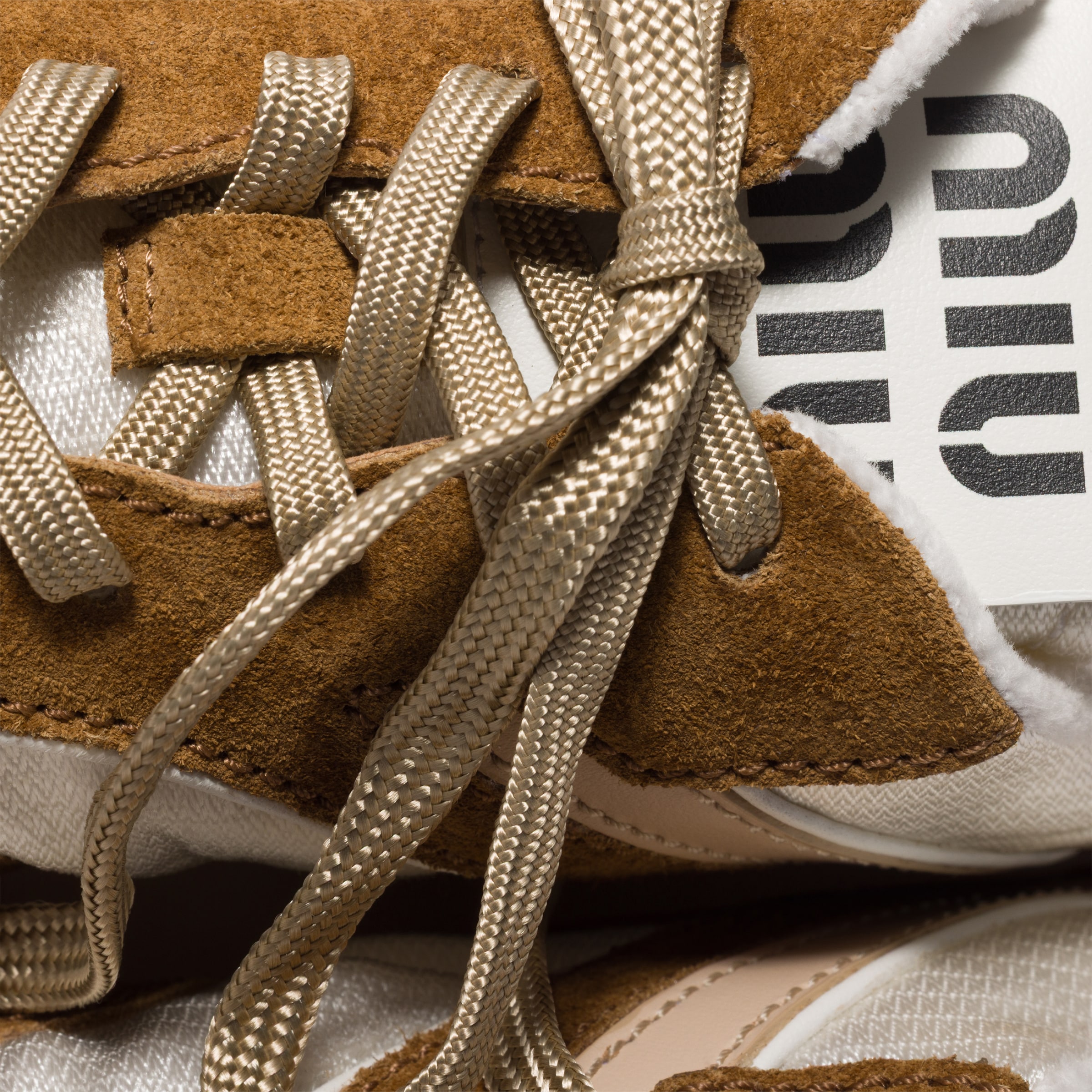 Chalk White/cinnamon Gymnasium Technical Fabric And Suede Sneakers