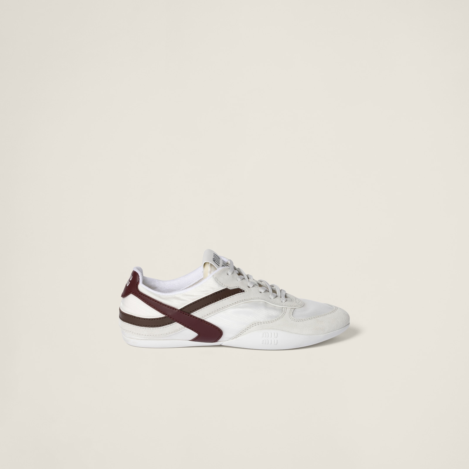 MIUMIU Diunasium Technical fabric x suede Low cut sneakers shoes 5E428E Navy White Bordeaux 38 1/2