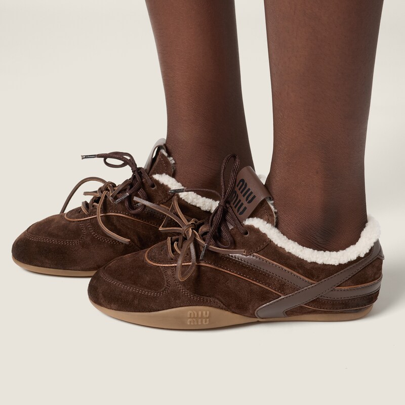 Gymnasium suede and shearling sneakers