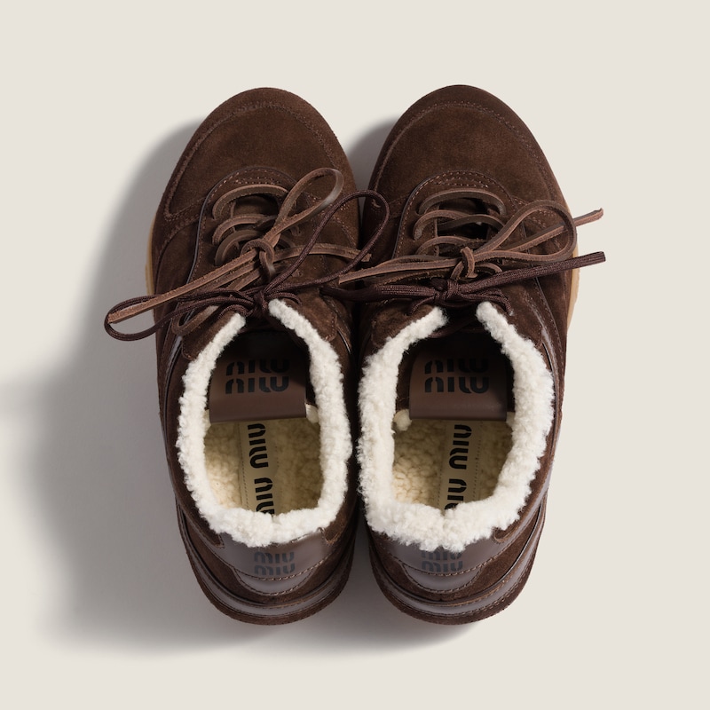 Gymnasium suede and shearling sneakers