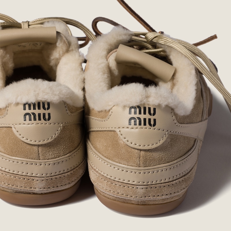 Gymnasium suede and shearling sneakers