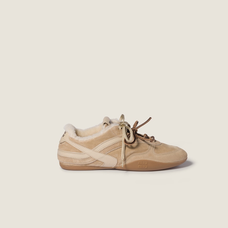 Gymnasium suede and shearling sneakers