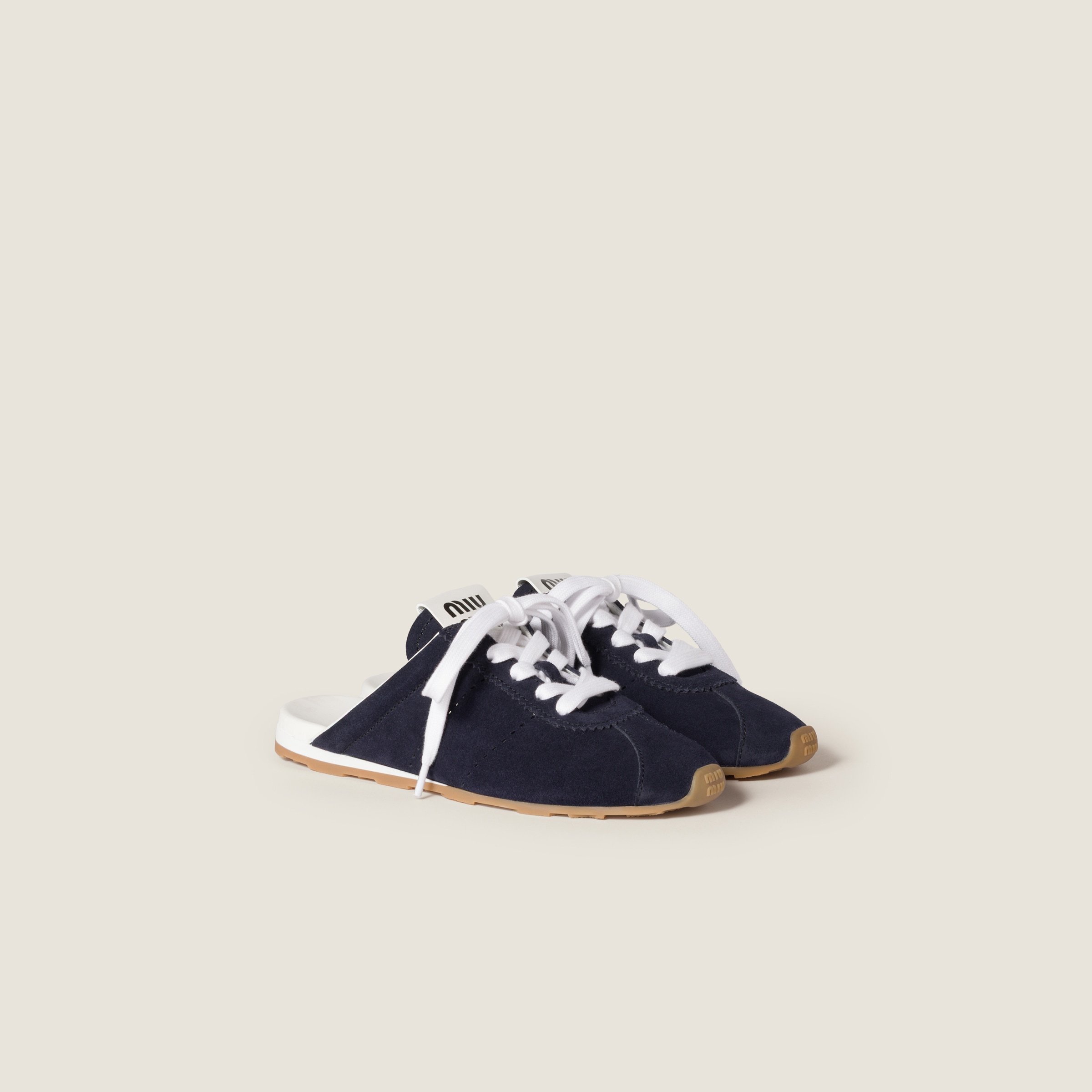 スニーカー MIU MIU Navy Blue Suede Plume Sneakers Navy Plume Suede Sneakers | Miu Miu