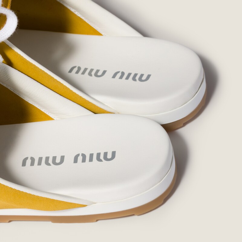 Plume suede mules