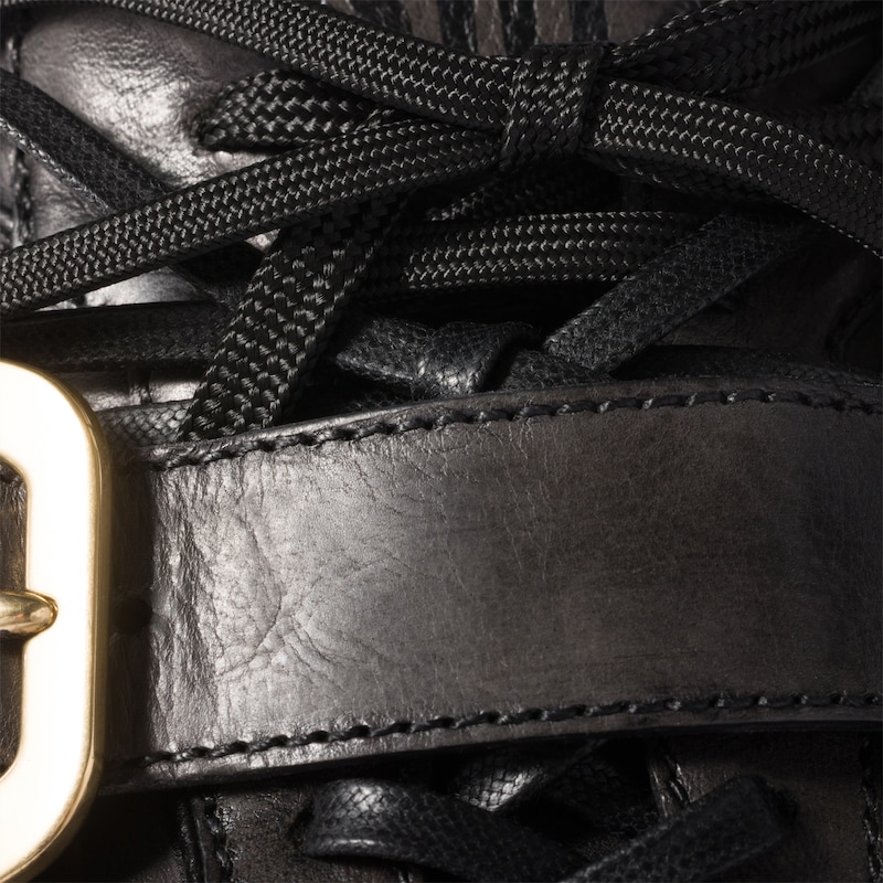 Leather sneakers with buckle