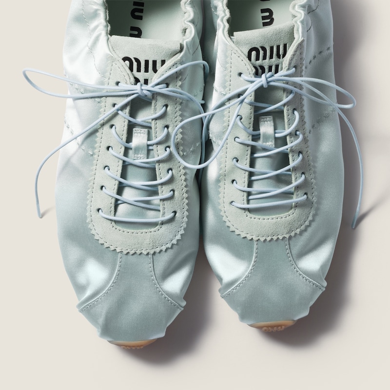Plume satin sneakers