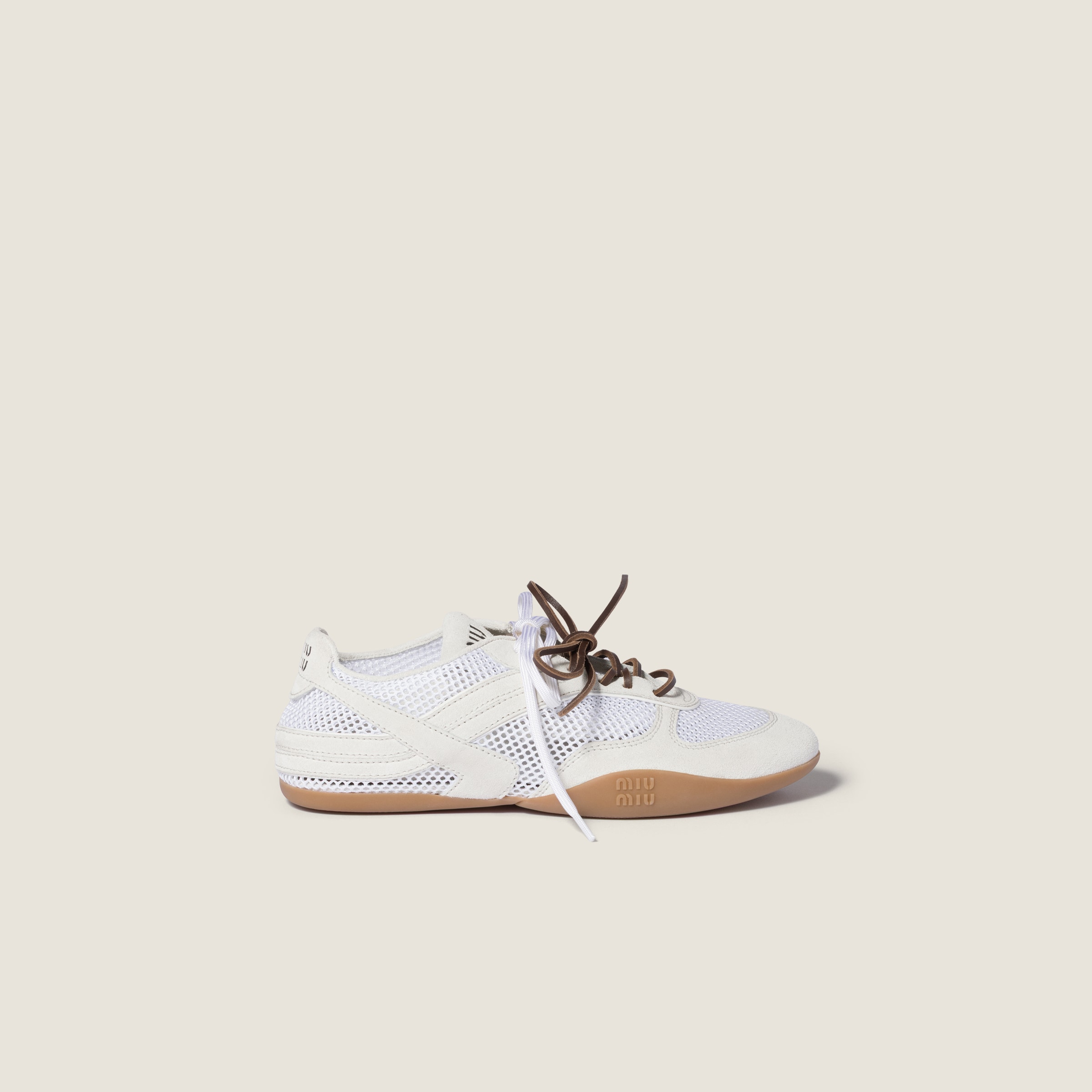 White Gymnasium Mesh And Suede Sneakers | Miu Miu - United States