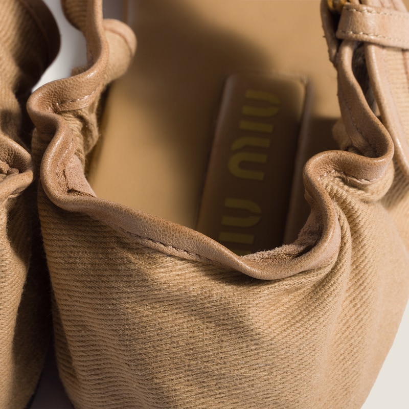 Ruches cotton and nappa leather fisherman sandals