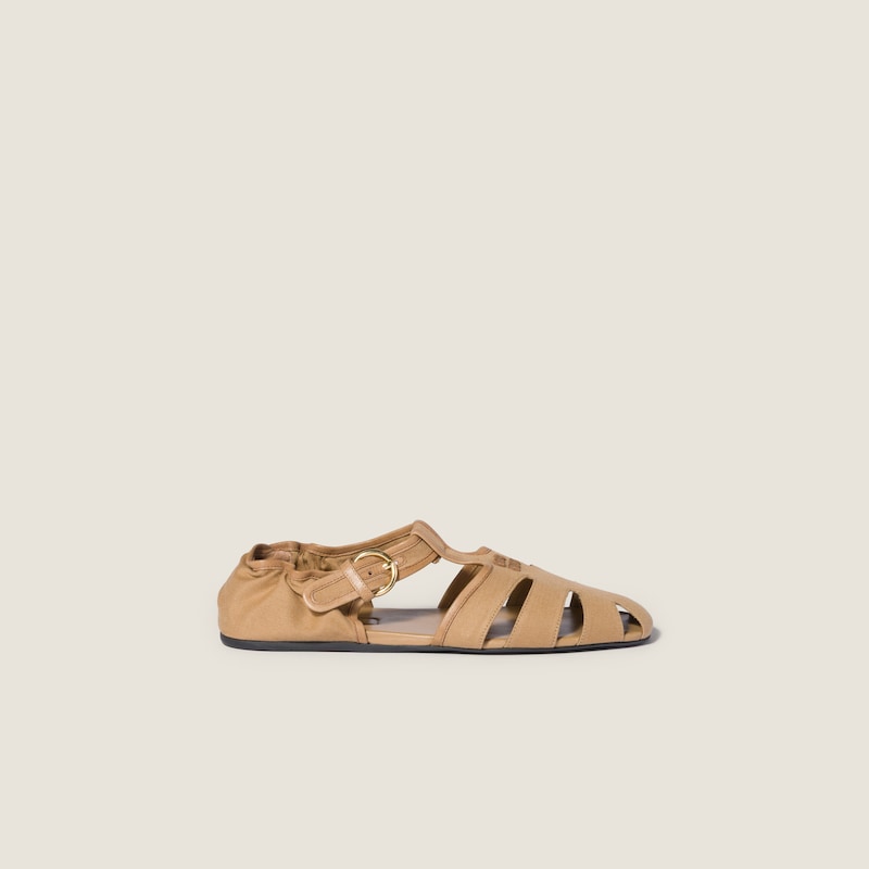 Ruches cotton and nappa leather fisherman sandals