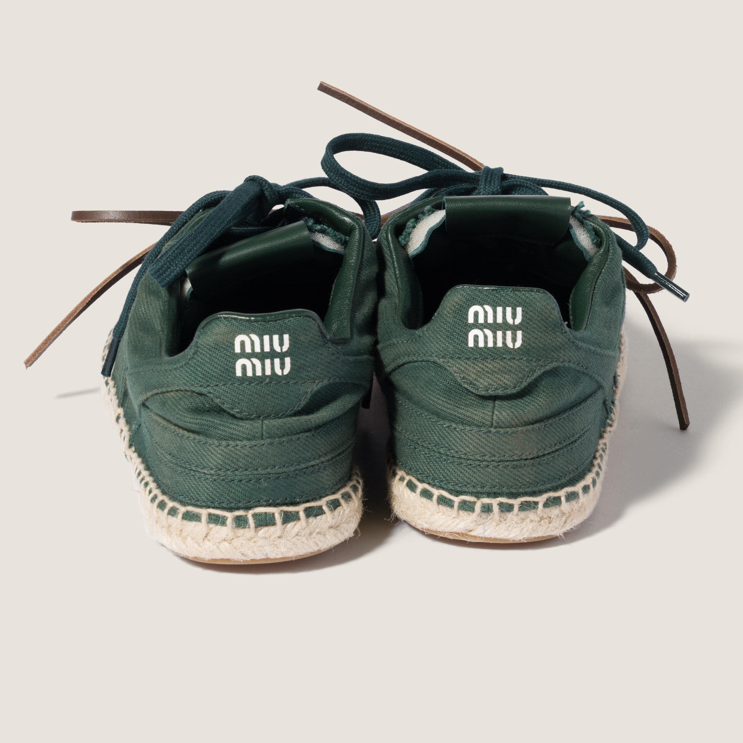 Bottle Green Gymnasium Gabardine Sneakers | Miu Miu - United States